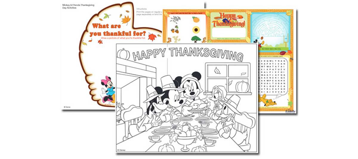 3 Disney Thanksgiving Printables {Free}